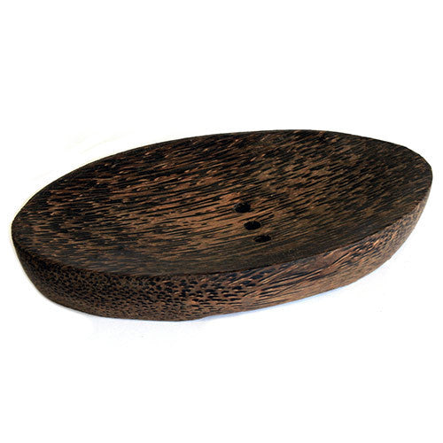 Coco Wood Soap Dish - Simple Oval With Drain coconut-wood-soap-dishes