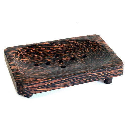 Coco Wood Soap Dish - Simple Raised Square With Drain coconut-wood-soap-dishes