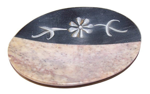 Sandstone & Carved Marble Soap Dish - 155mm x 90mm stoneware-soap-dishes